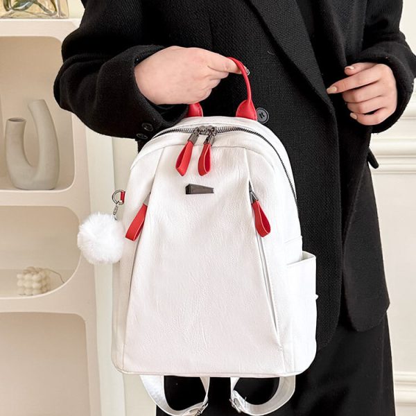 Polyurethane Universal Capacious Water-Repellent Backpack - White