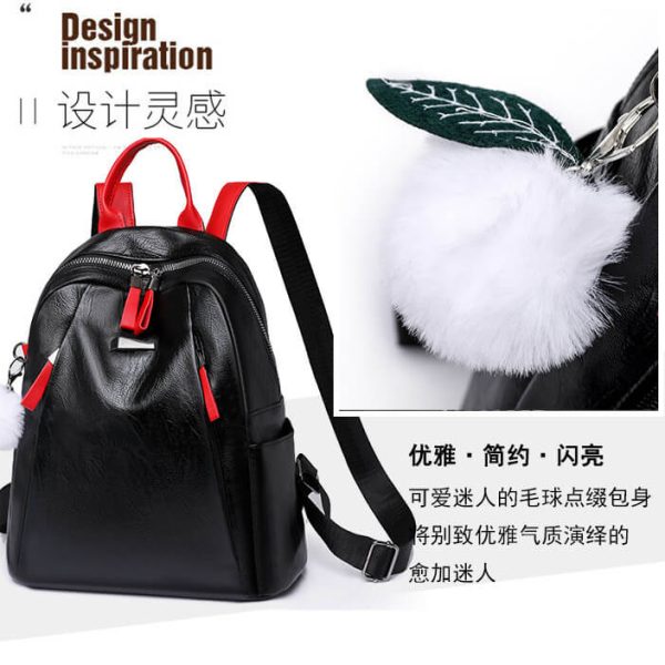 Polyurethane Universal Capacious Water-Repellent Backpack - Black