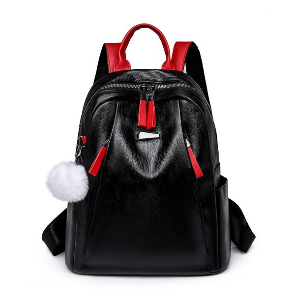 Polyurethane Universal Capacious Water-Repellent Backpack - Black